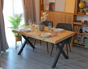 Cleoda Goldline Rustic Dining Table with X type Legs