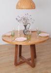 Cleoda dark round dining table dark oak with walnut legs 3 RES