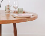 Cleoda dark round dining table dark oak with walnut legs 3 RES