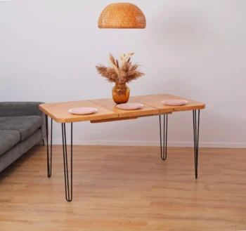 The Slimline Extendable Dining Table - Gold Oak Rustic Design