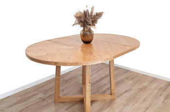 ROUND EXTENDABLE TABLE with wooden legs